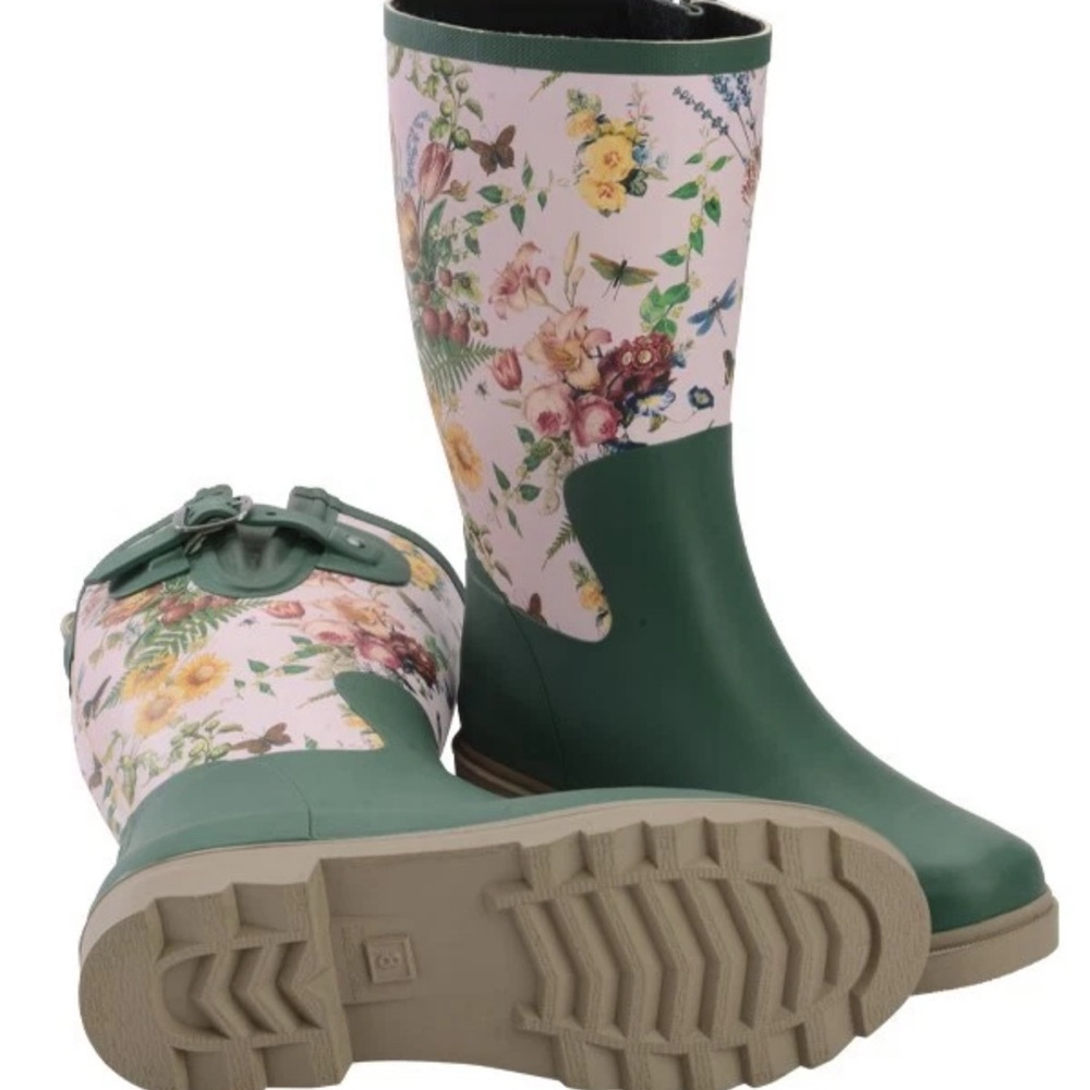 Victorian Trading Co. Secret Garden Wellies Tall Rubber Rain Boots NEW - Picture 4 of 6